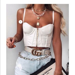 MESHKI URSULA LEATHER BUSTIER - IVORY size 6 (xs)